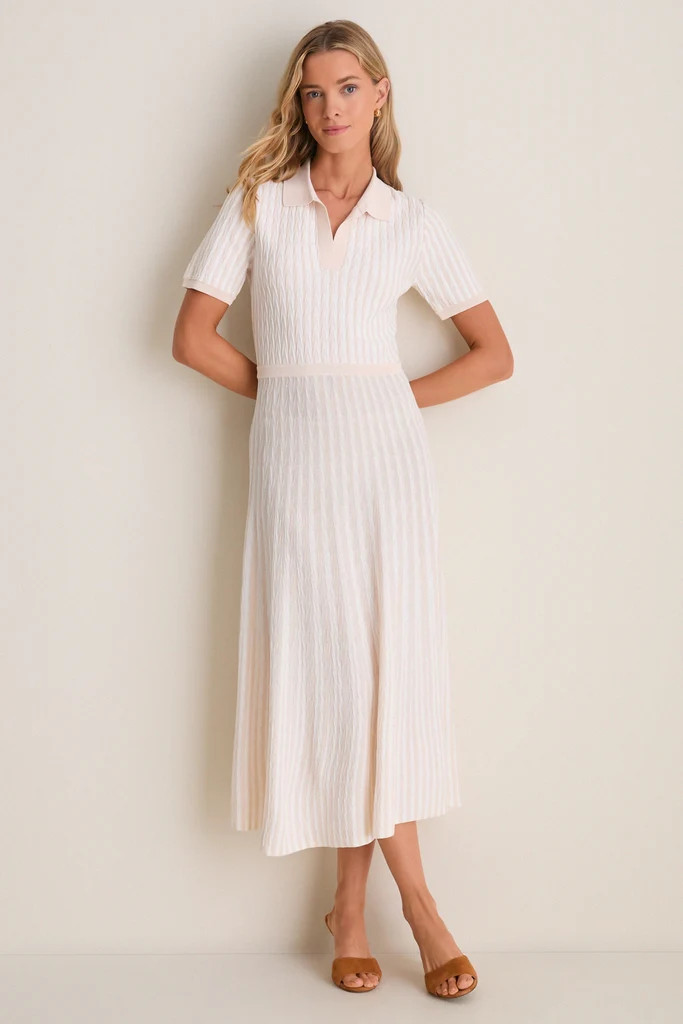 Blush and Ivory Knit Maude Polo Dress | Tuckernuck (US)