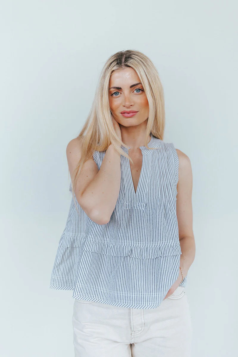 Bali Stripe Tank Cream & Black | Henly