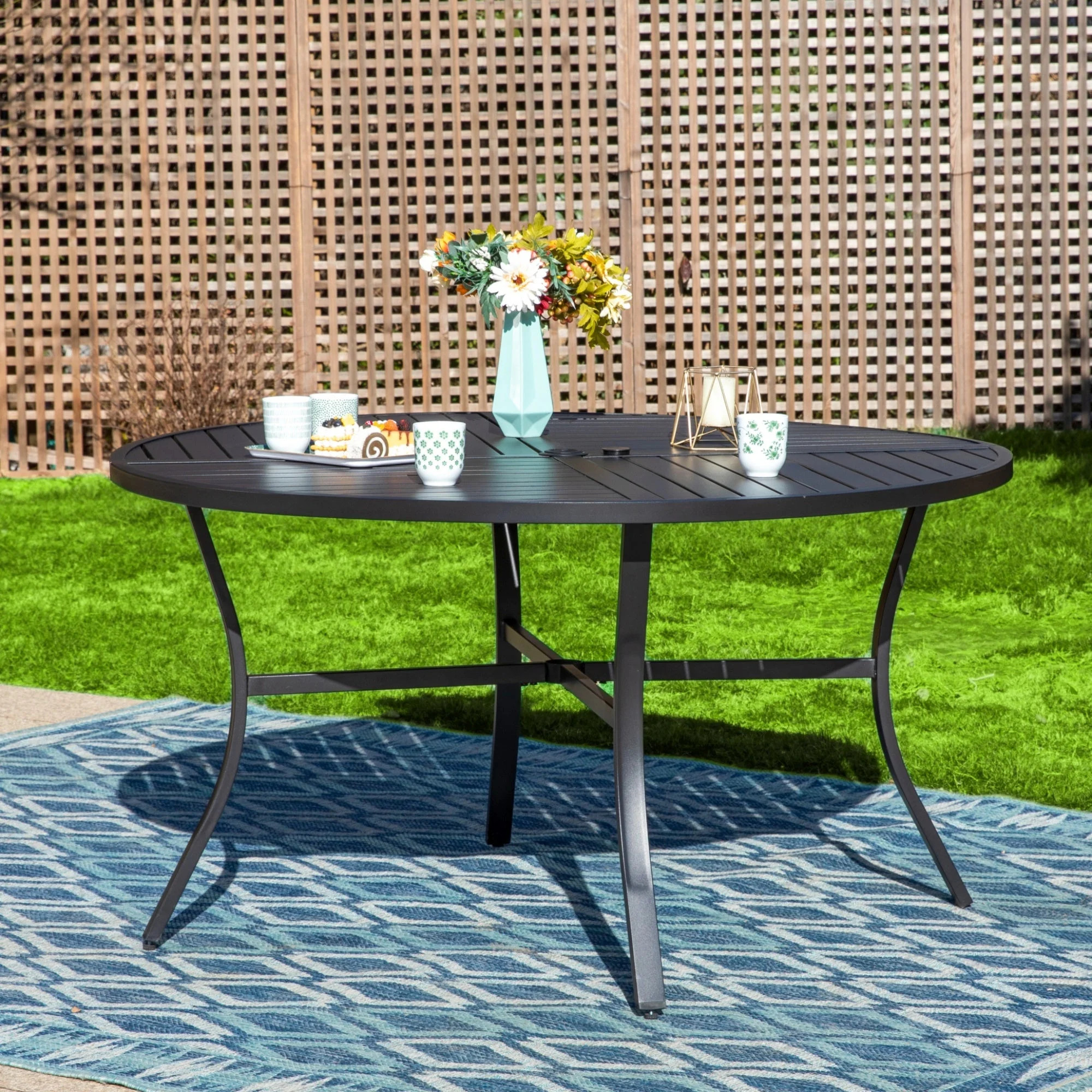 Sophia & William 54" Dia. Round Outdoor Dining Table Black Metal Frame with E-Coating | Walmart (US)