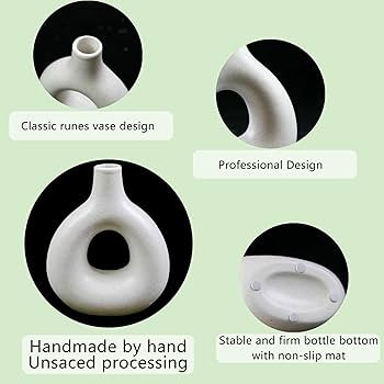 Ceramic Donut Vase for Coffee Table Decor, Minimalist Nordic Boho Style White Vase for Pampas Gra... | Amazon (US)