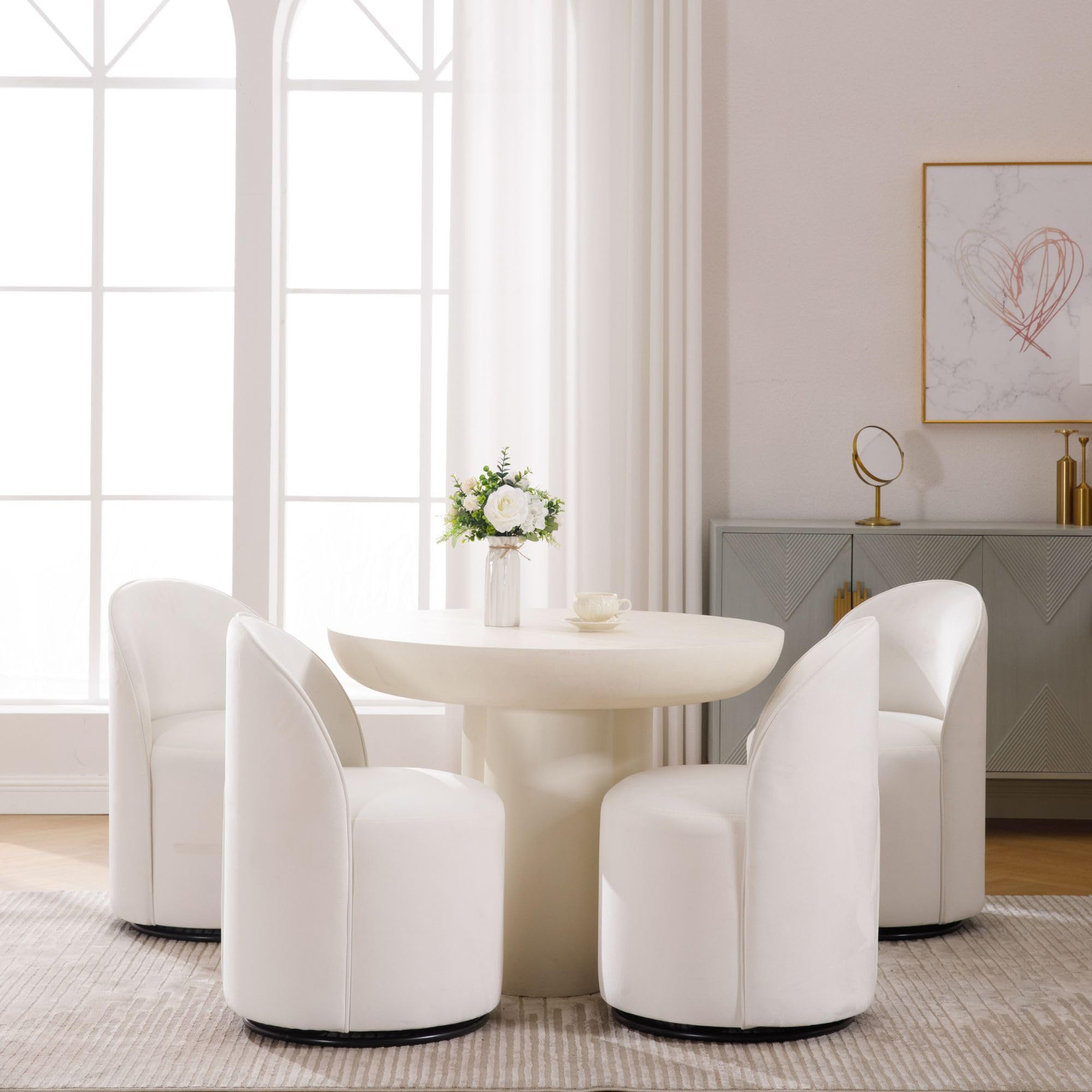 Wahson Velvet Swivel Dining Chair Set of 4, Modern Upholstered Barrel Accent Chair with 360ｰ Ro... | Amazon (US)