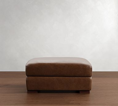 Turner Leather Ottoman | Pottery Barn (US)