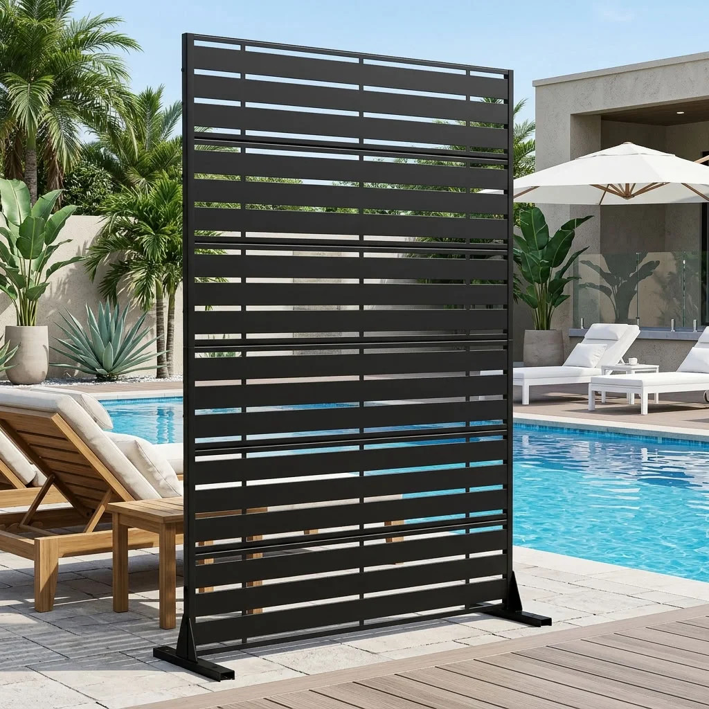 MAYEERTY 72"x47" Outdoor Privacy Screen Freestanding Metal Room Dividers Balcony Decorative Scree... | Walmart (US)