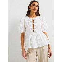 Pieces Tie Detail Blouse - White | Very (UK)