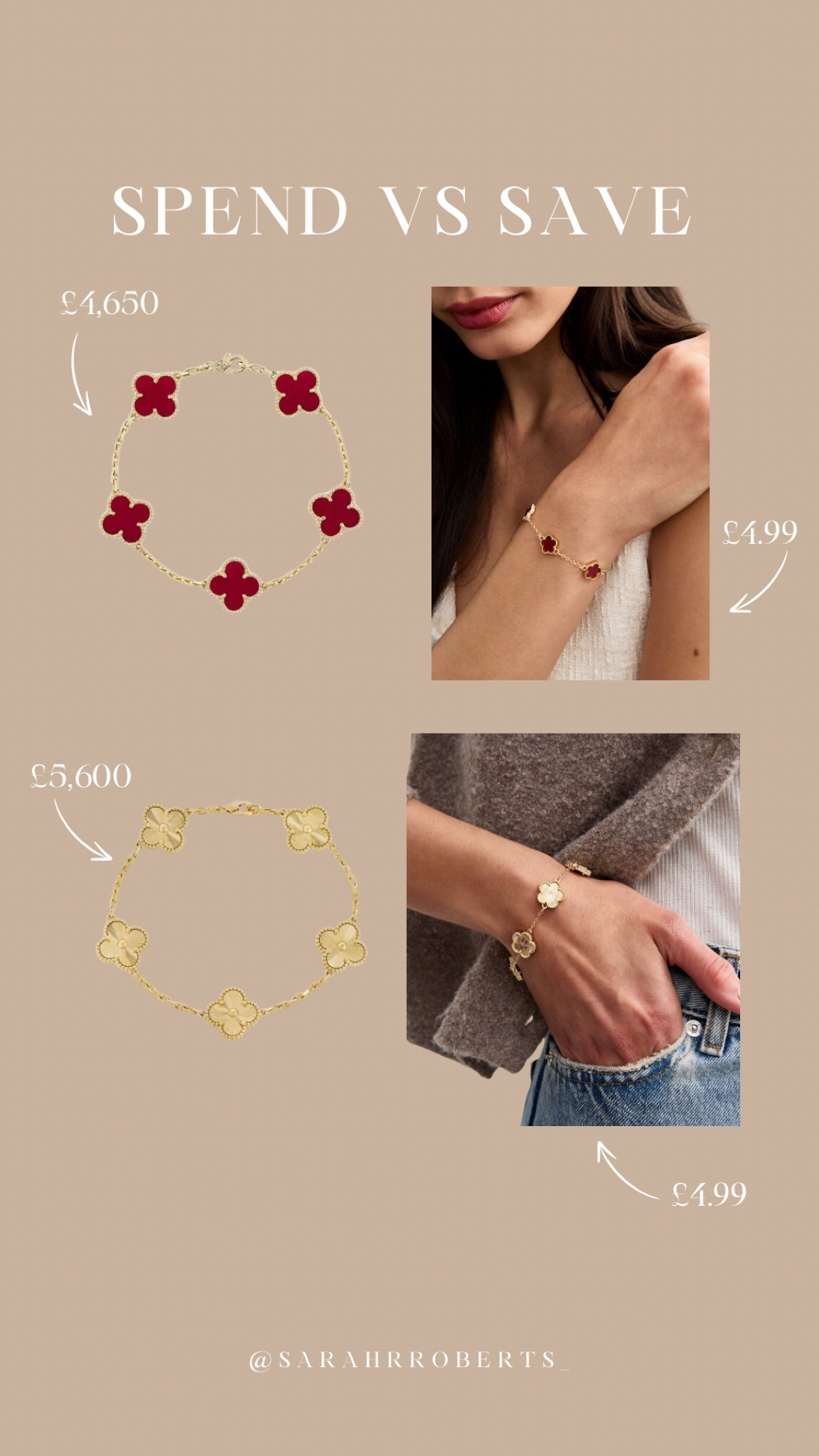 SPEND VS SAVE 💸

Another great alternative to the Van Cleef bracelet! I’ve also linked a few other pieces.

Jewellery, Van Cleef Dupe, affordable jewellery 

#LTKautumn #LTKluxury #LTKuk