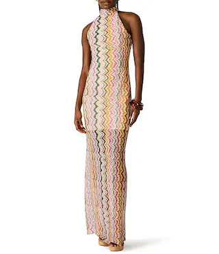 Steve Madden Layra Printed Mesh High Halter Neck Sleeveless Maxi Dress | Dillard's | Dillard's