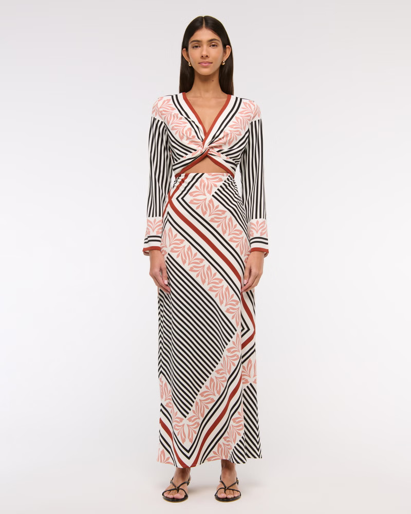 Women's Long-Sleeve Twist-Front Maxi Dress | Women's Dresses & Jumpsuits | Abercrombie.com | Abercrombie & Fitch (US)