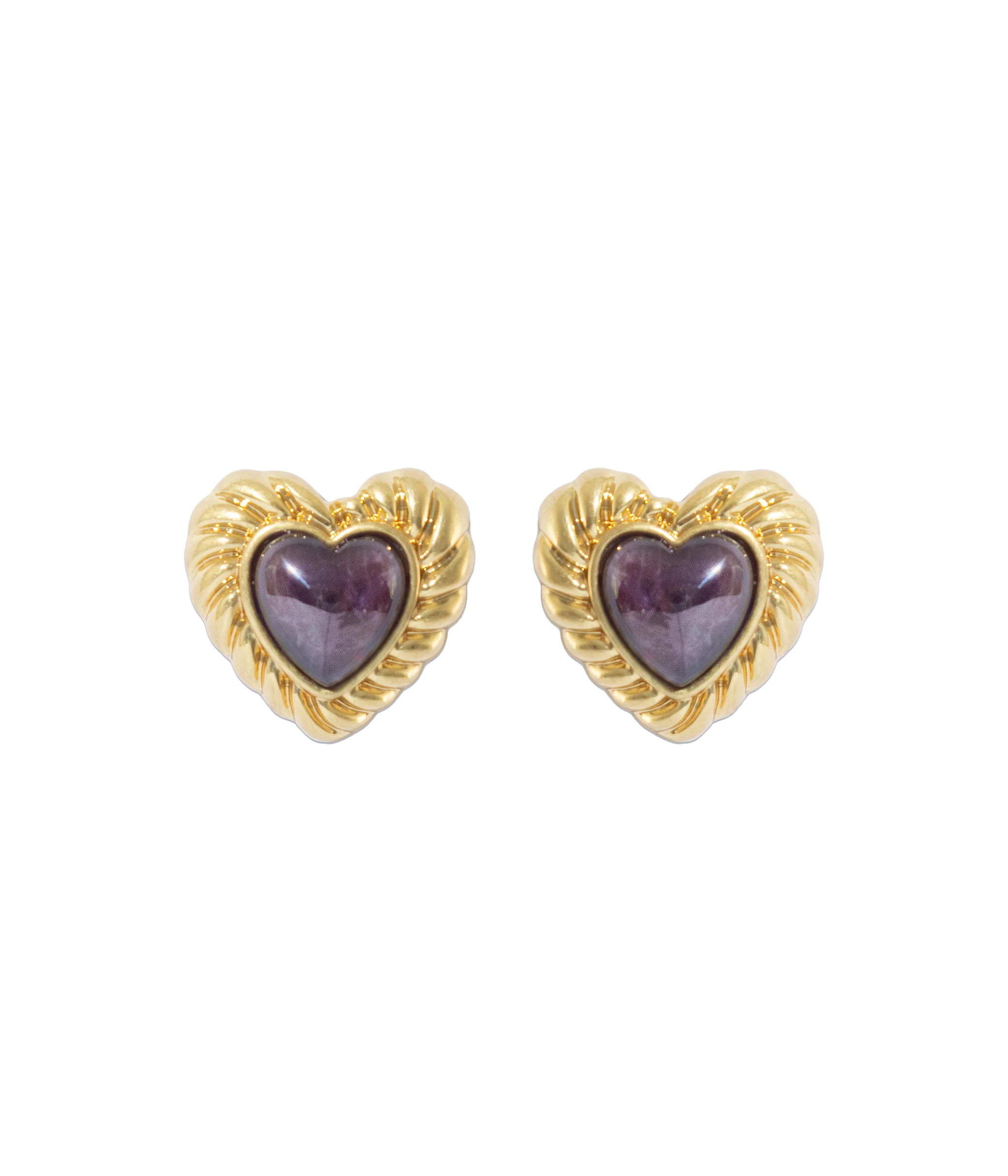 Camille Amethyst Heart Studs | Loren Hope Designs