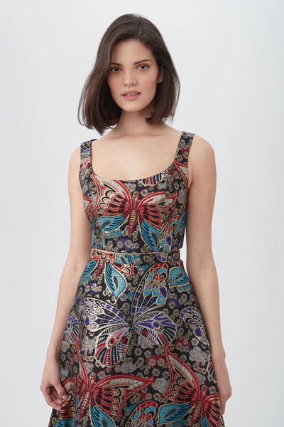 VARLIE BUTTERFLY JACQUARD SLEEVELESS CROPPED TOP | Trina Turk