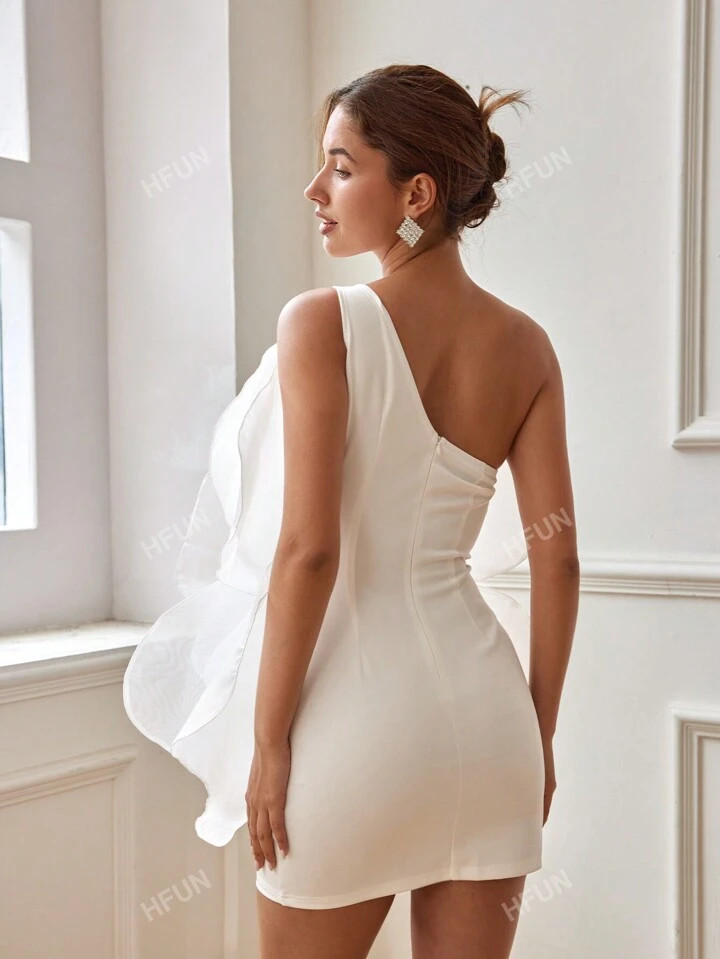 Summer Women 3D Rose Flower Atmosphere Formal Dress, One-Shoulder Backless, Bold And Avant-Garde,... | SHEIN