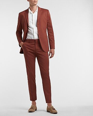 Extra Slim Solid Red Cotton-blend Suit | Express