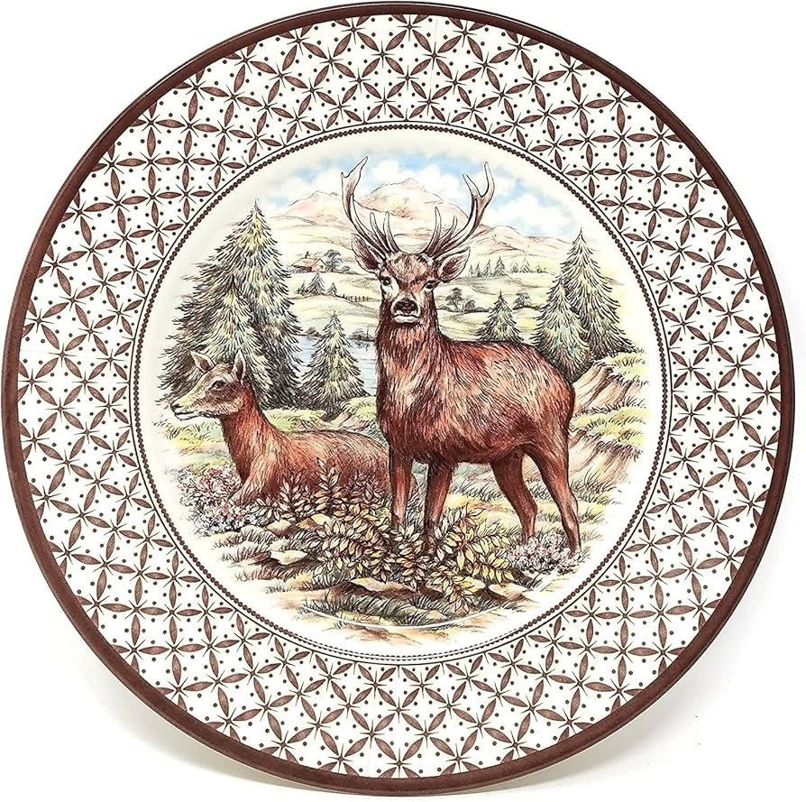 Royal Stafford Woodland Fall Autumn Thanksgiving Buck/Stag Deer Fine Earthenware Salad Plates | M... | Amazon (US)
