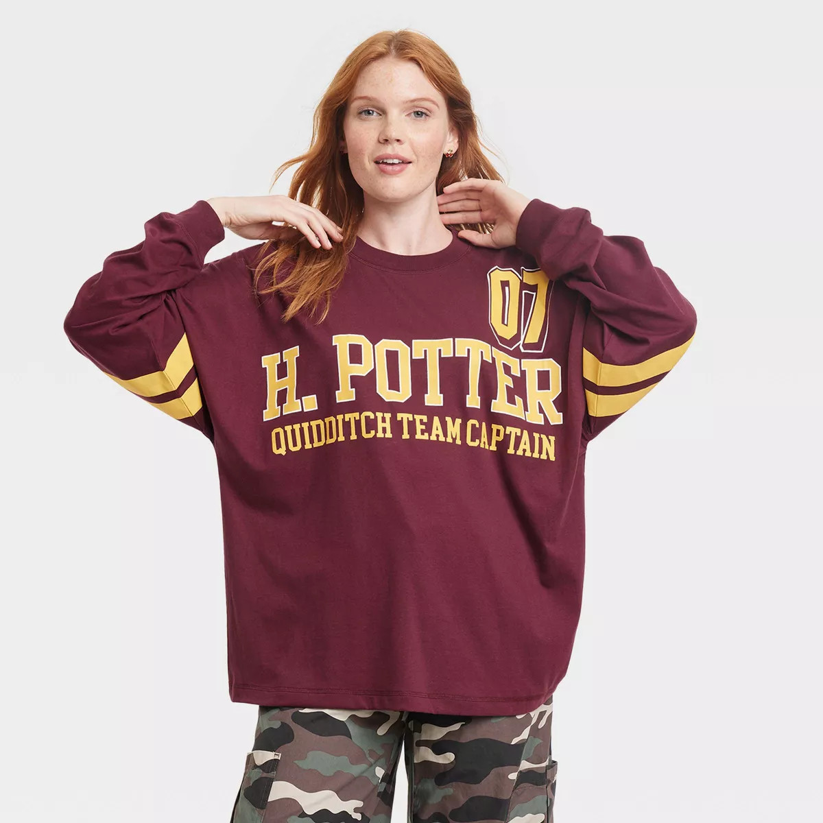 Women's Harry Potter Collegiate Long Sleeve Jersey Graphic T-Shirt - Red | Target