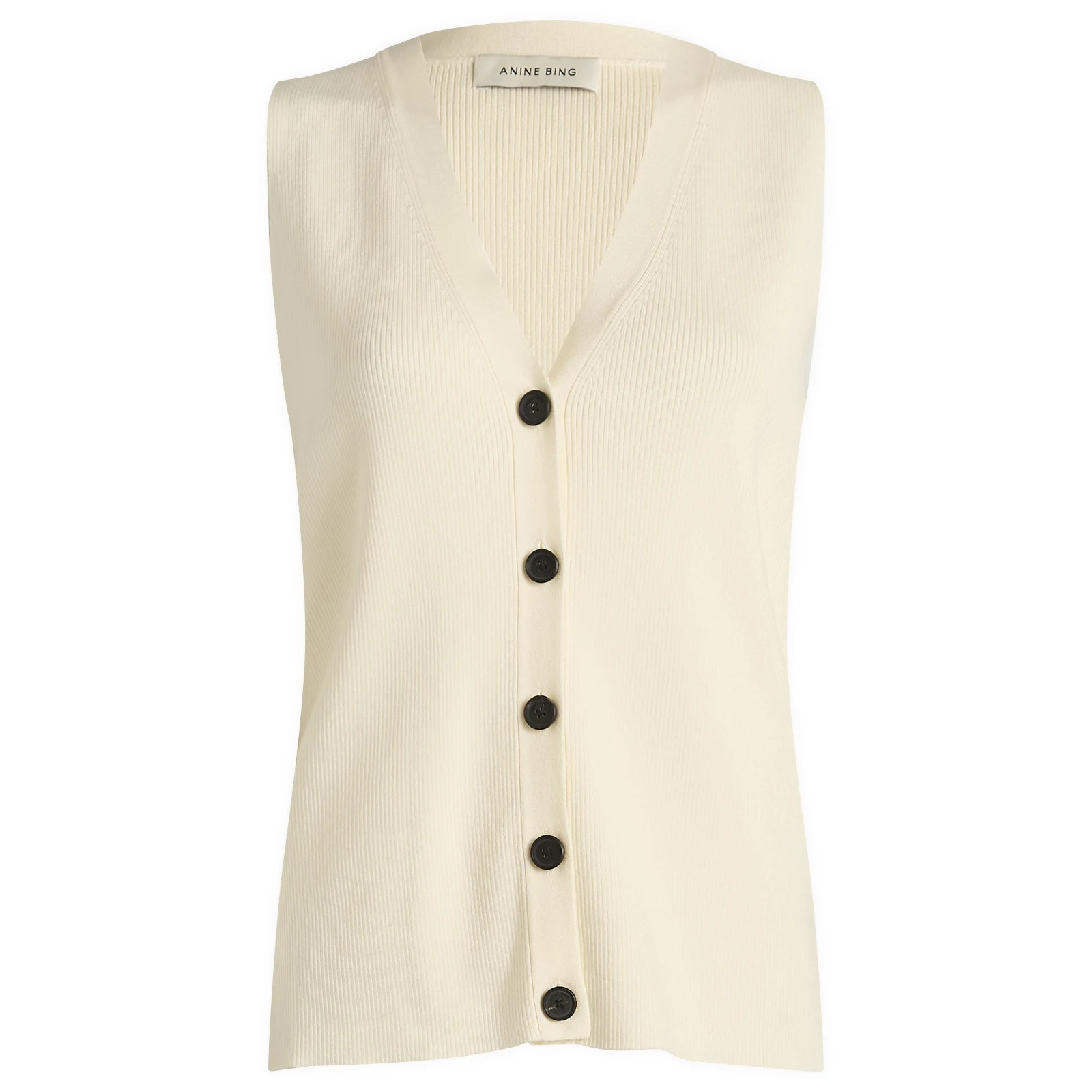 Anine Bing Women's Lawrence Knit Vest in Ivory, Size Medium | END. Clothing | END. Clothing