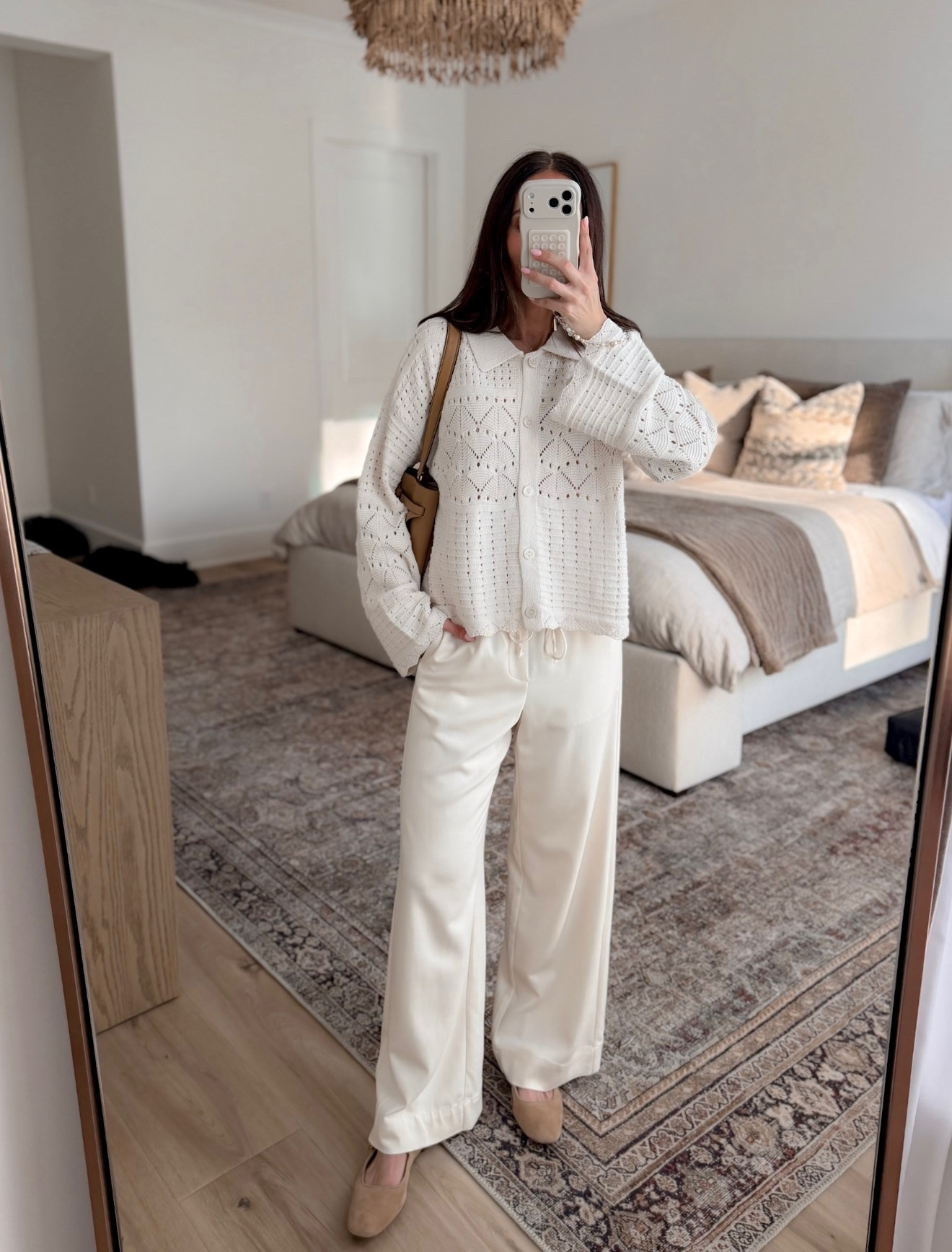 Crochet cardigan outfit, relaxed pants, monochromatic outfit, neutral outfit, all white outfit, Annabrstyle 

#LTKmomlife #LTKdayinmylife #LTKSeasonal