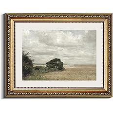 InSimSea Retro Gold Framed Wall Art, Home Room Countryside Field Vintage Wall Decor, Canvas Print... | Amazon (US)