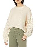 JOA Women's Pom Sleeve Pullover Sweater, Ivory, M | Amazon (US)
