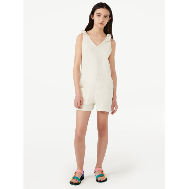Free Assembly Girls Terrycloth Beach Romper with Tie Shoulder, Sizes 4-18 - Walmart.com | Walmart (US)