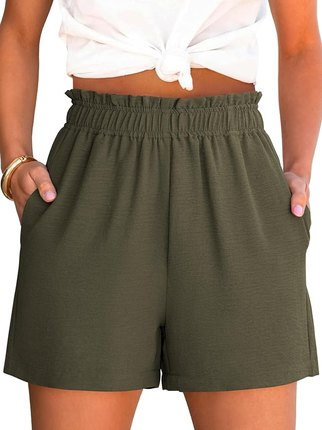 ANRABESS Shorts for Women,Dressy Casual Elastic High Waisted,Comfy Lightweight Airy,Summer Shorts... | Amazon (US)