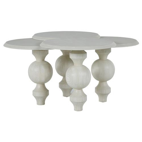 Gabby Coco French Country White Wood Flower-Shaped Coffee Table | Kathy Kuo Home