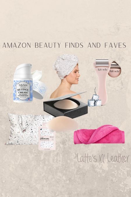 Amazon Beauty favorites and finds! 
Ice roller, nippies, satin pillowcase, retinol cream, makeup remover cloth, microfiber hair towel
#amazonbeauty #amazon

#LTKxPrimeDay 

#LTKbeauty #LTKsalealert