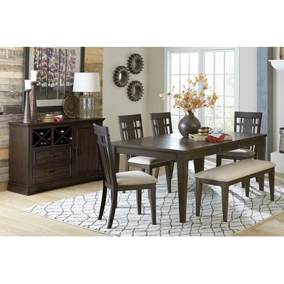 Pc Dining Set Expandable Table And X Side Chairs Fabric Upholstered Seat Classic Look Dining Wooden Furniture | Wayfair North America