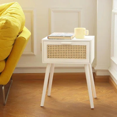 Rattan Nightstand, Modern Bedside Table With Rattan... | Wayfair North America
