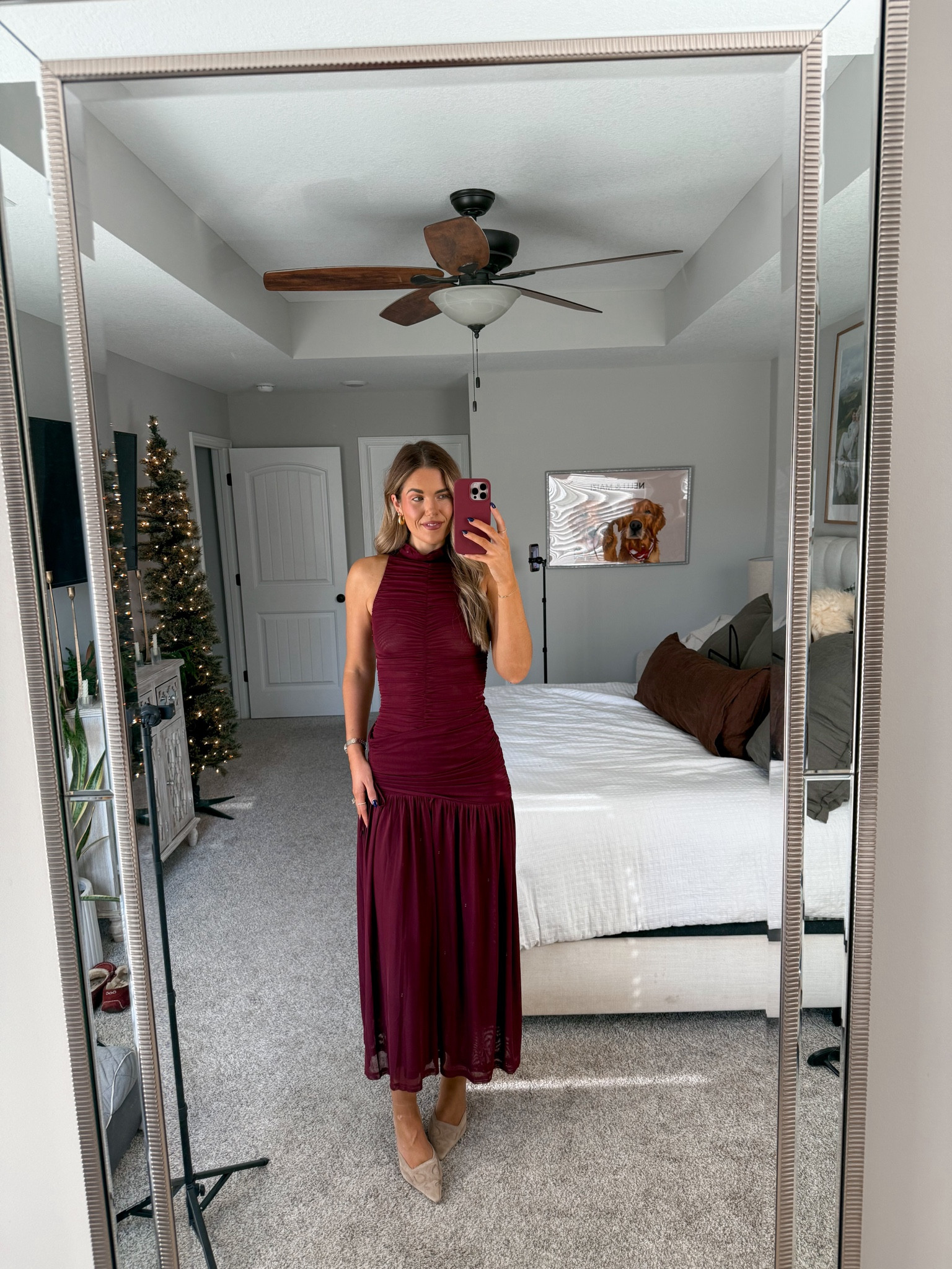 size small/4 in dress- perfect for a holiday party or winter wedding guest - pair with a fur coat! my shoes are sold out but linking amazon version 

#LTKWedding #LTKGiftGuide #LTKHoliday