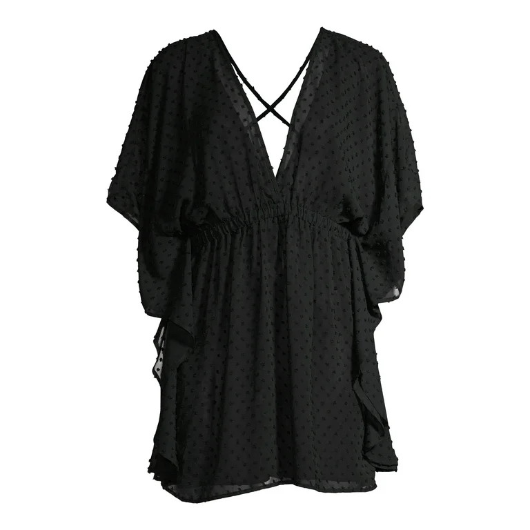Time and Tru Women's Black Swiss Dot Coverup | Walmart (US)