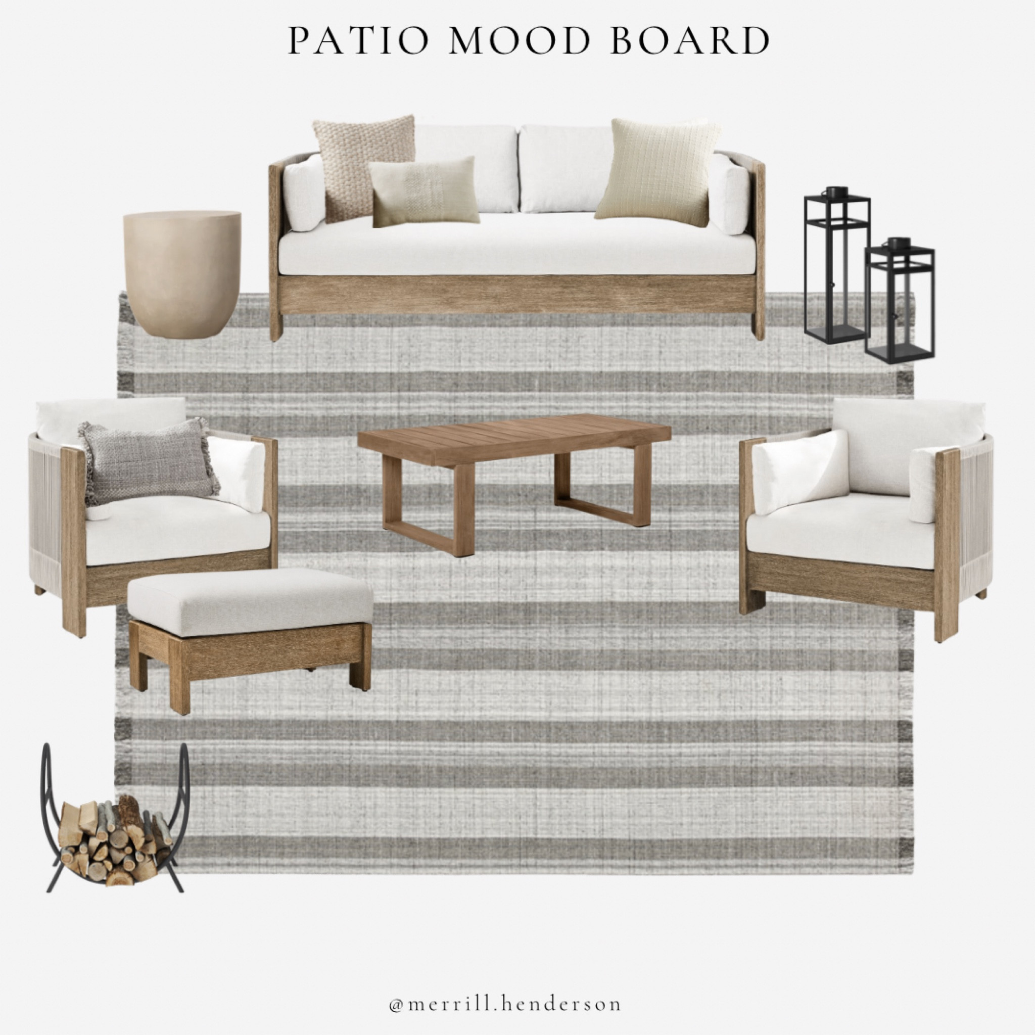 Patio design. Patio inspo. Outdoor furniture. Patio furniture. Outdoor rug. Outdoor sofa. Outdoor coffee table. Outdoor side table. Outdoor decor. Outdoor chair. Cement side table. Lanterns. 

#LTKhome