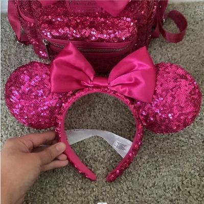 Orchid Hot Pink Magenta Disney Parks Minnie Mouse Ears Headband Sequin 2023 | eBay US
