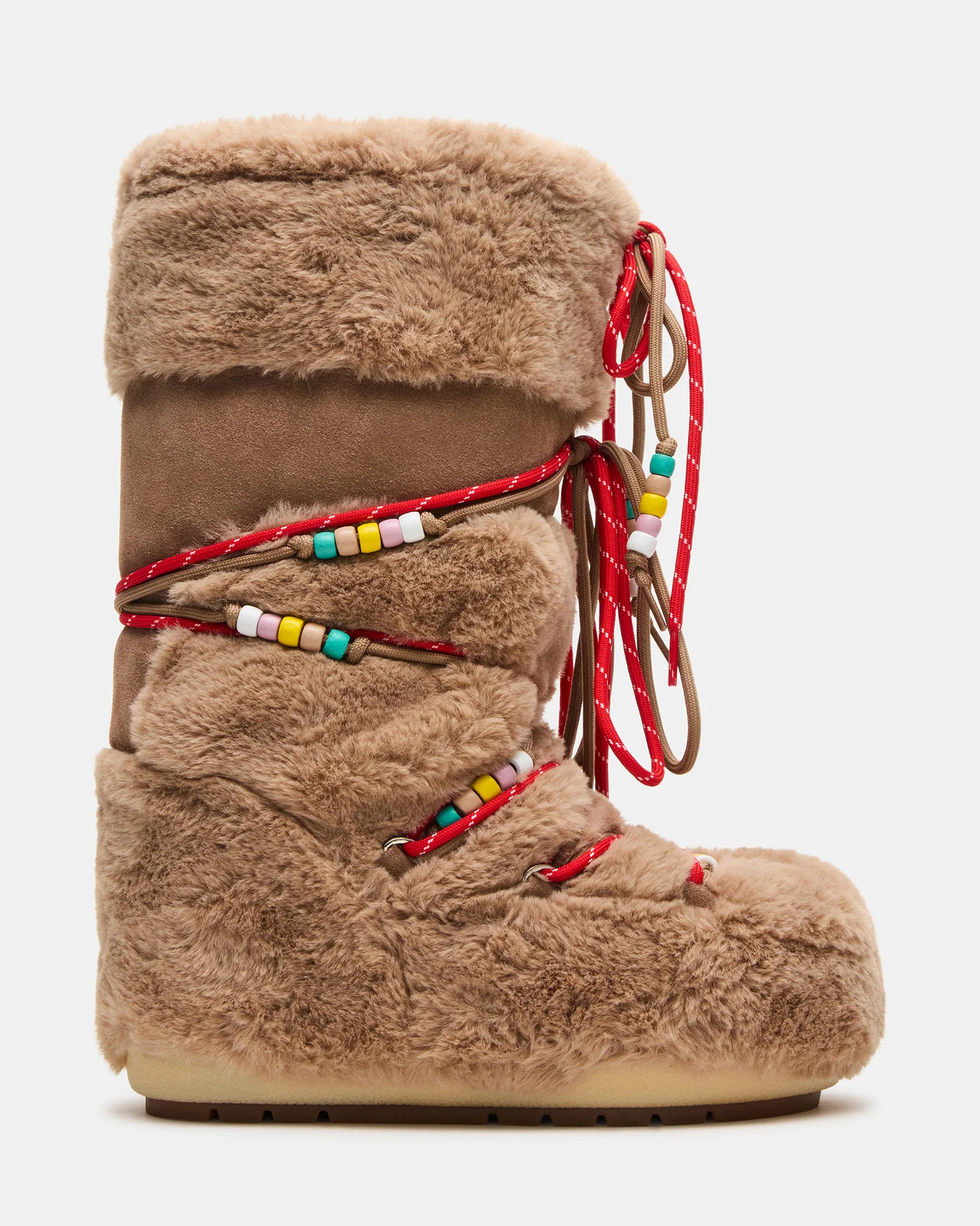 MOUSSE Taupe Faux Fur Lace-Up Chunky Women's Boot | Steve Madden (US)