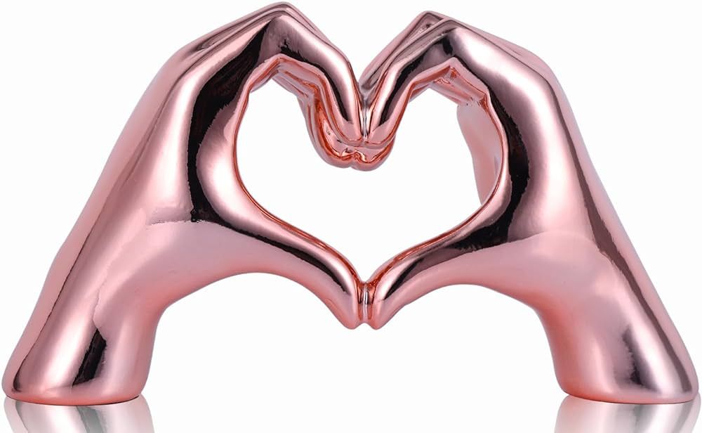 Pink heart sculptures and statues, heart of hand home decor, sculpture home decor, modern art hom... | Amazon (US)
