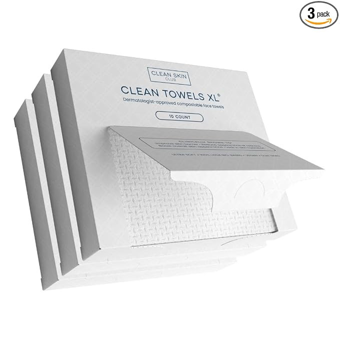 Clean Skin Club Clean Towels XL®, Travel Packs 100% USDA Biobased Disposable Face Towel, Eczema ... | Amazon (US)