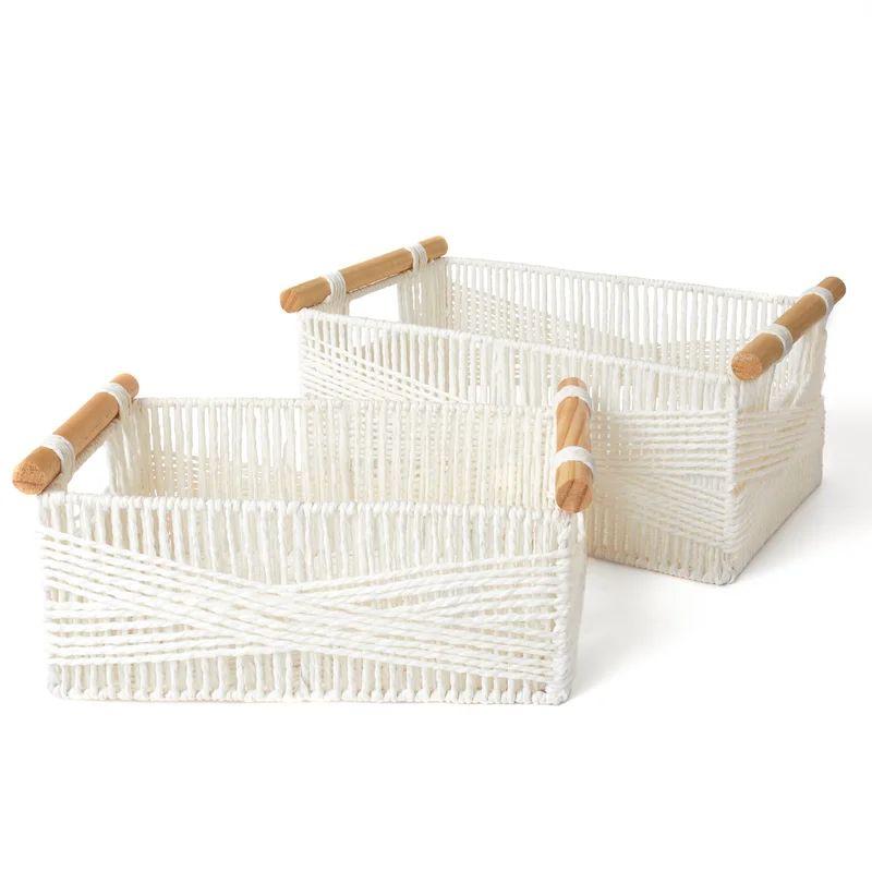 Paper Rope Basket with Wooden Handles | Wayfair North America