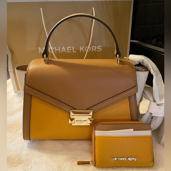 MICHAEL KORS WHITNEY MEDIUM FLAP TOP HANDLE SATCHEL+MATCHING WALLET | Poshmark