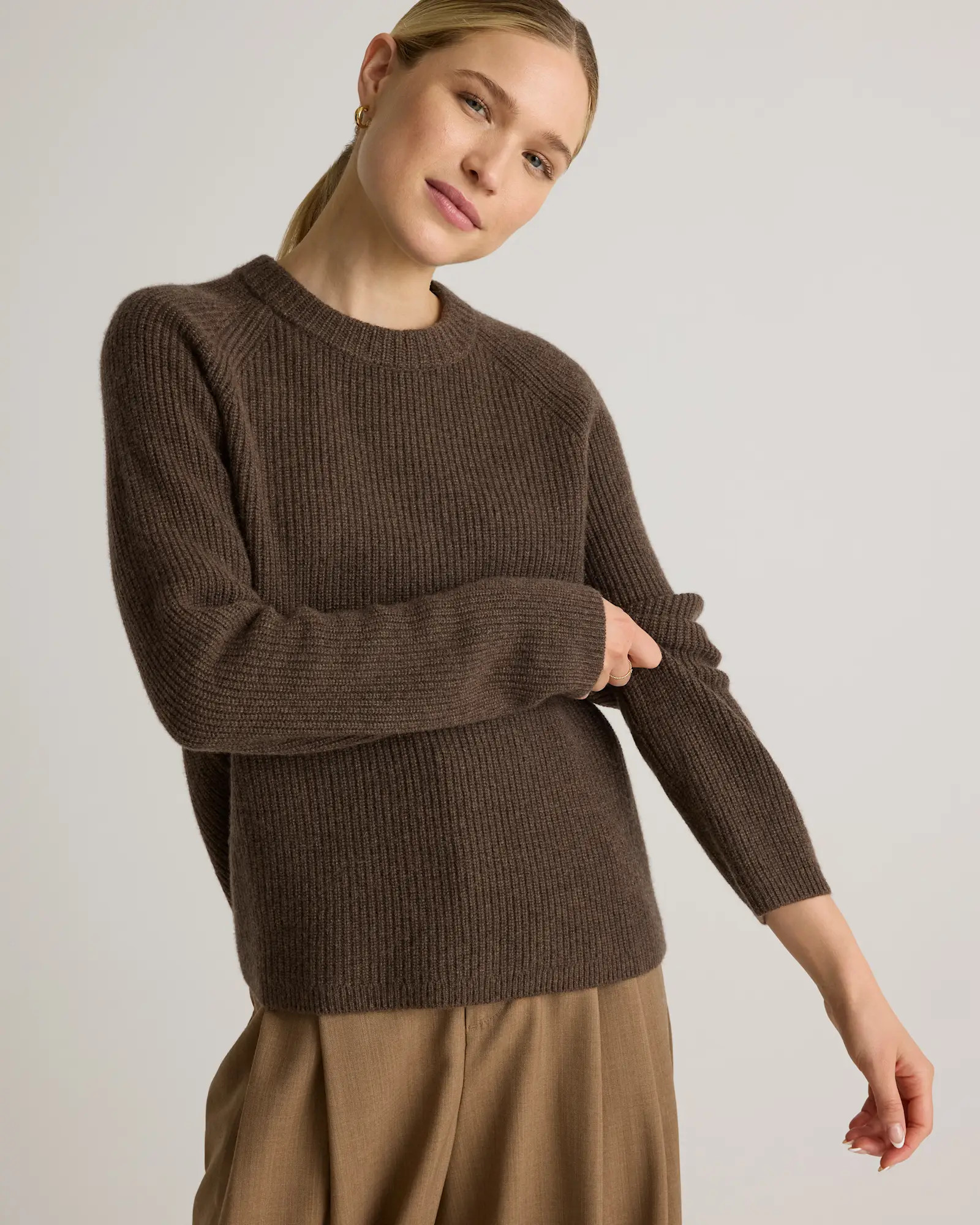 Mongolian Cashmere Fisherman Crewneck Sweater | Quince