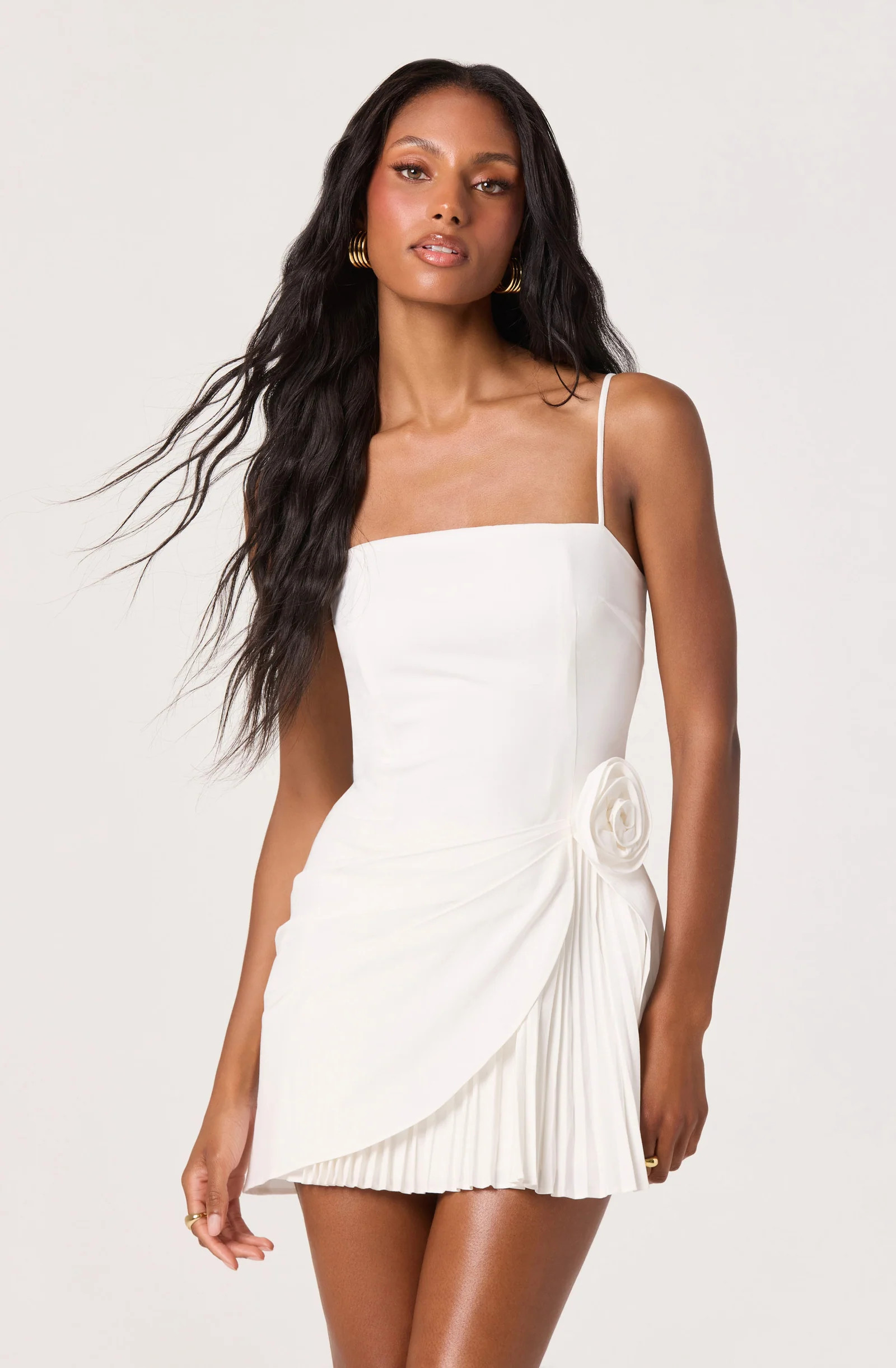 Blake Pleated Mini Dress - White / XS | ASTR The Label (US)