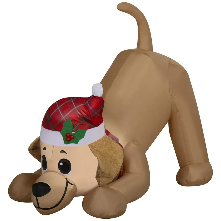 3 ft Playful Dog Christmas Airblown Yard Inflatable, Multicolor, by Holiday Time | Walmart (US)
