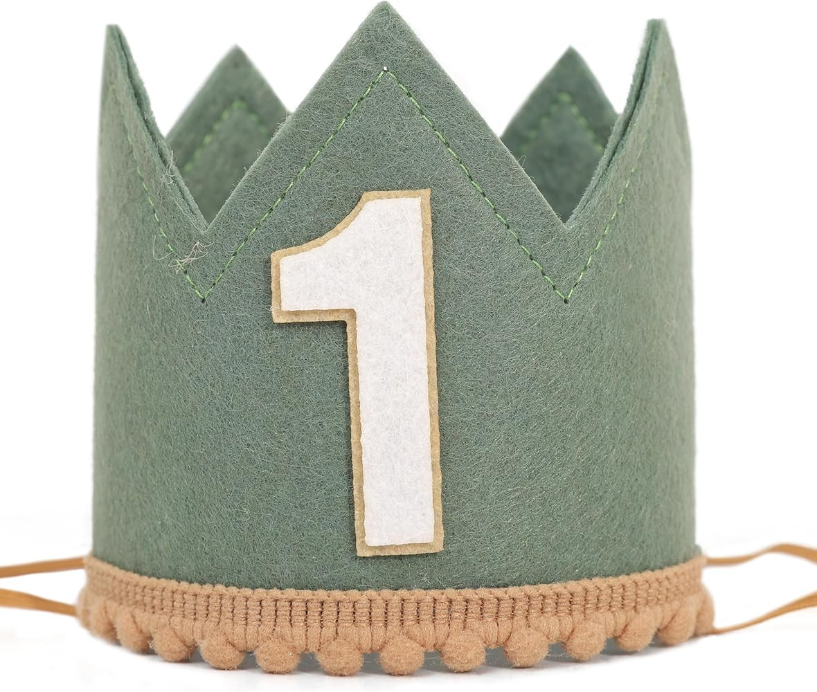 Wild One Birthday Crown - Wild 1st Birthday Decorations, Deep Green First Birthday Hat,Safari Jun... | Amazon (US)
