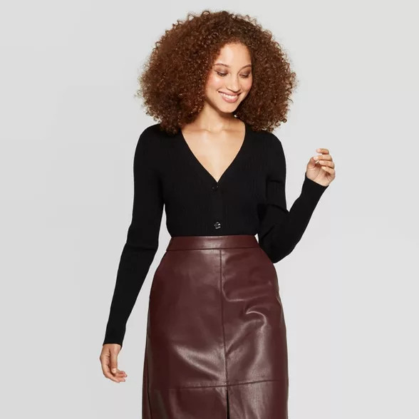 Women's Casual Fit Front Button-Down Long Sleeve V-Neck Cardigan - A New Day™ | Target