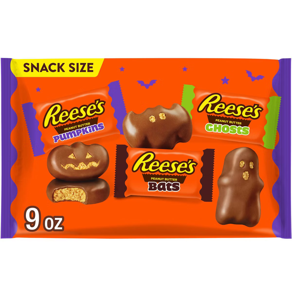 Reese's Peanut Butter Milk Chocolate Assorted Shapes Halloween Candy Snack Size - 9oz | Target