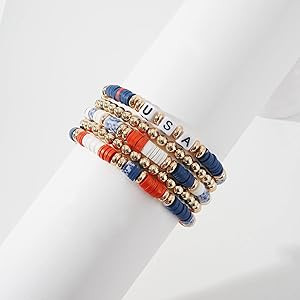 GOOJIDS Surfer Heishi Clay Bead Bracelets for Women Bohemian Stackable Gold Beaded Stretch Bracel... | Amazon (US)