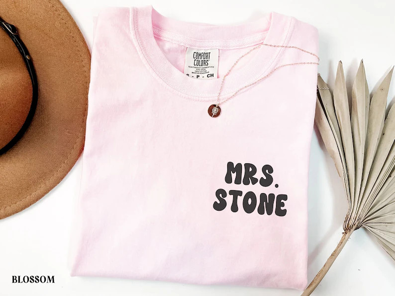 Personalized Comfort Colors Shirt for New Bride, Cute Honeymoon Shirts, Just Married Car, Trendy ... | Etsy (US)