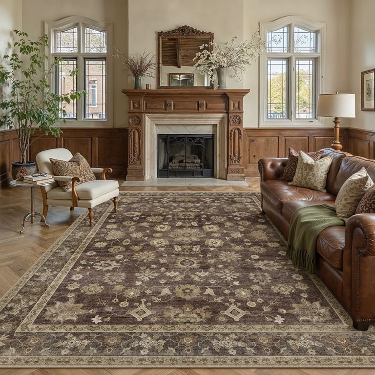 BERTHMEER 8'x10' Area Rugs for Living Room Large Vintage Brown Carpets for Bedroom Office Machine... | Walmart (US)