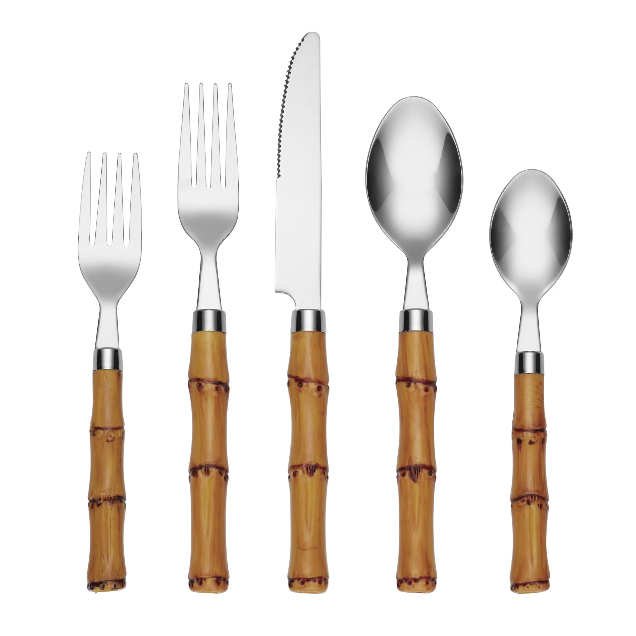 Bamboo Plastic 20 Piece Flatware Set | Amazon (US)