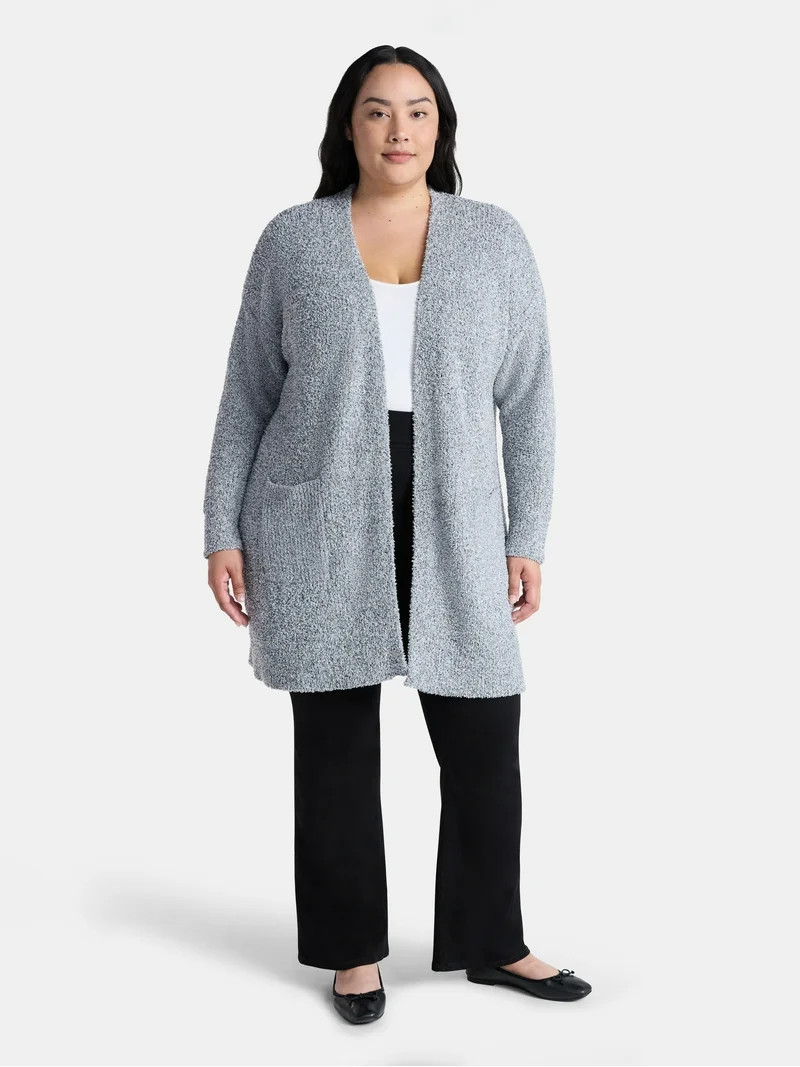 Time and Tru Women’s and Women’s Plus Super Soft Longline Cardigan Sweater, Lightweight, Size... | Walmart (US)