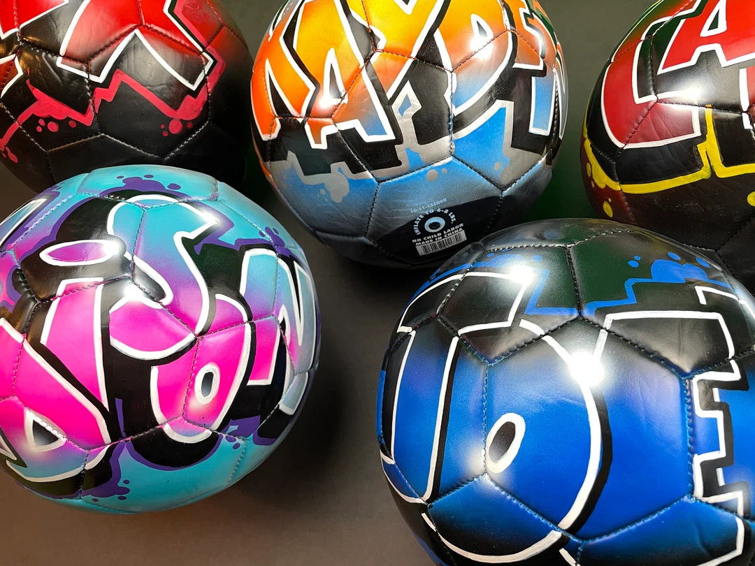 Custom Soccer Ball With Name Hand-painted in Airbrush Graffiti Unique Personalized Sports Gift Te... | Etsy (US)