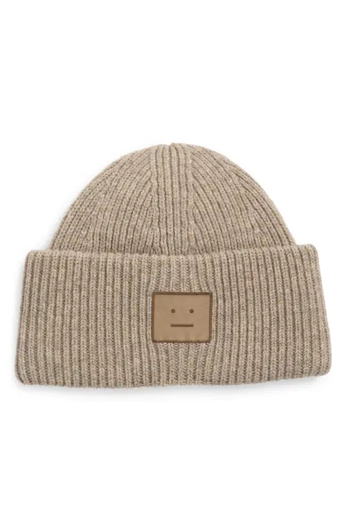 Acne Studios Pana Face Wool & Yak Hair Beanie in Greige Melange at Nordstrom | Nordstrom