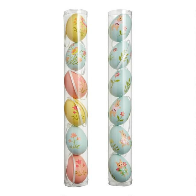 6 Pack Bunny And Bird Easter Egg Ornaments Set of 2 | World Market
